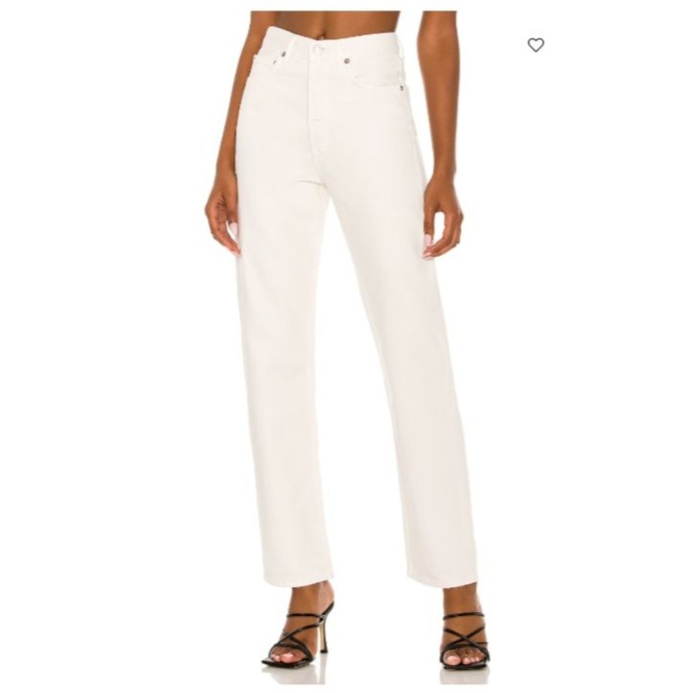 Agolde Womens Size 27 White 90s Pinch Waist in Drum Button Fly Straight Leg Jean - Picture 1 of 12